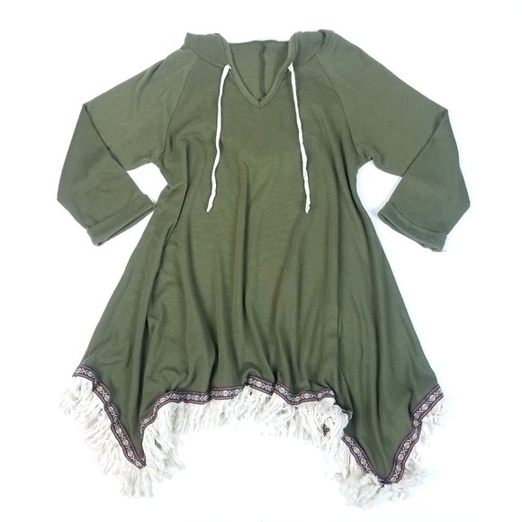 Altar’d State Green Fringed Hoodie - Picture 2 of 6